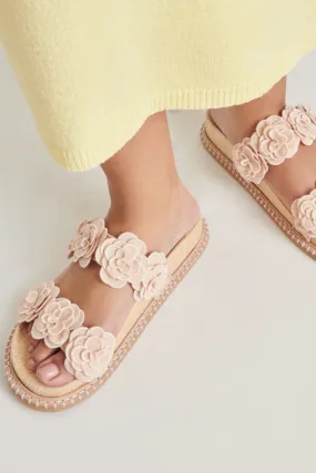 raffia rose sandal