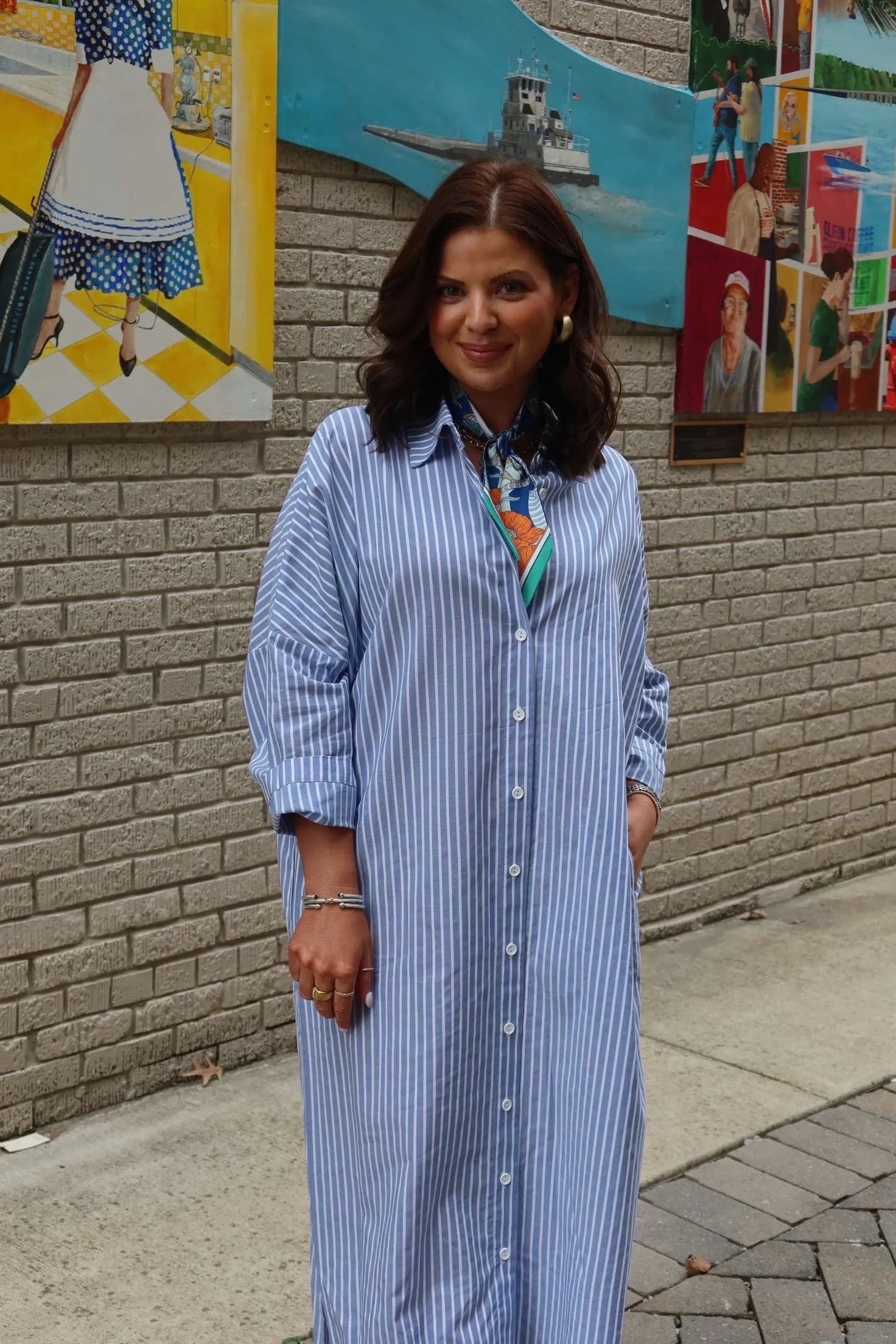 Regan Maxi Dress - Blue/White