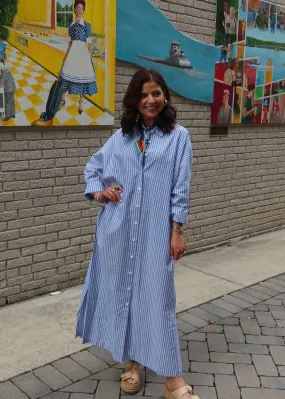 Regan Maxi Dress - Blue/White