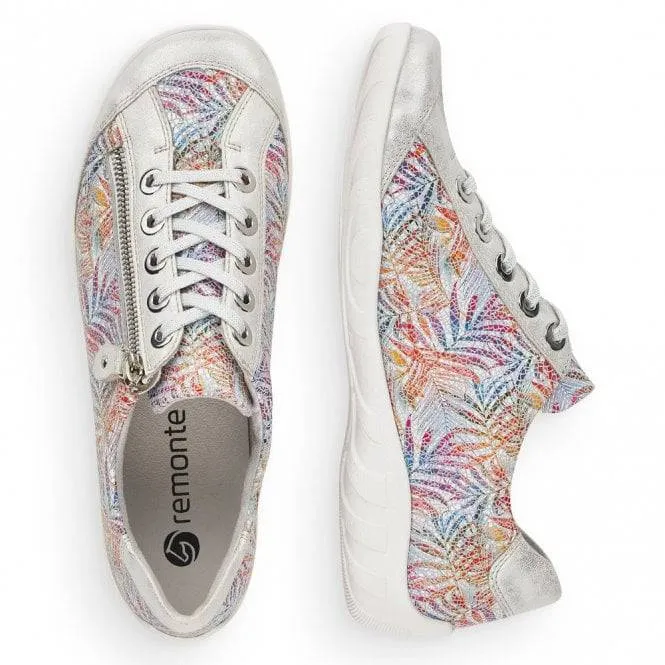 Remonte Tropical Print Leather Lace & Zip Up Trainer