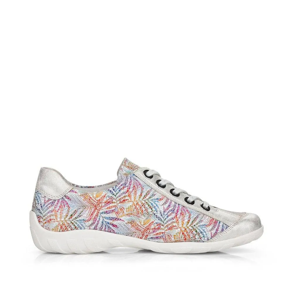 Remonte Tropical Print Leather Lace & Zip Up Trainer