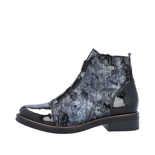 Remonte Women's Low Buckle Dress Boots- Blue Combi