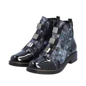 Remonte Women's Low Buckle Dress Boots- Blue Combi