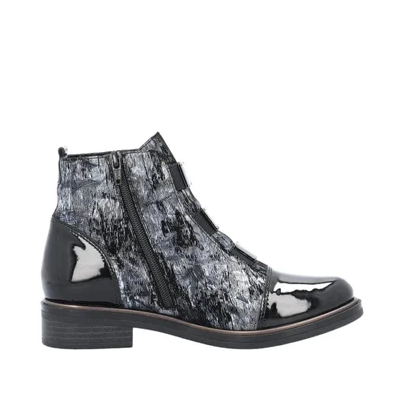 Remonte Women's Low Buckle Dress Boots- Blue Combi