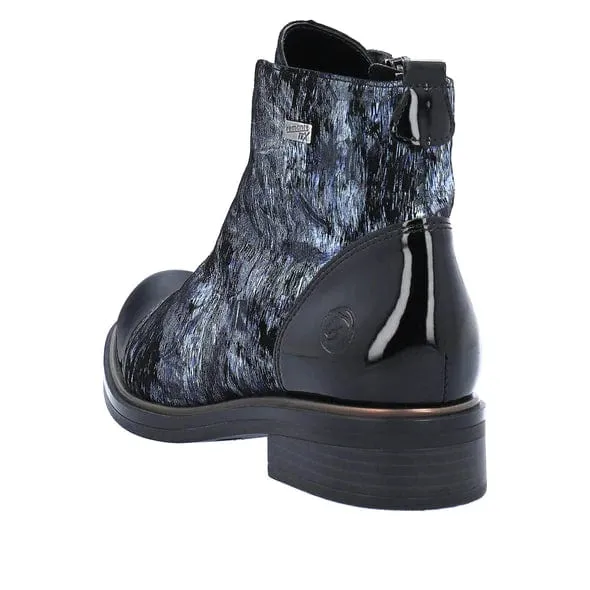 Remonte Women's Low Buckle Dress Boots- Blue Combi