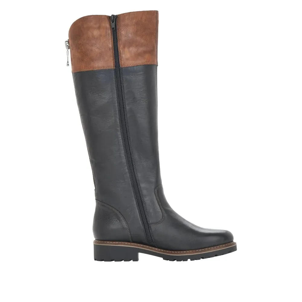 Remonte Women's Tall Dual Color Boots - Black/ Brown