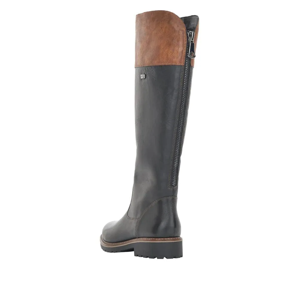 Remonte Women's Tall Dual Color Boots - Black/ Brown