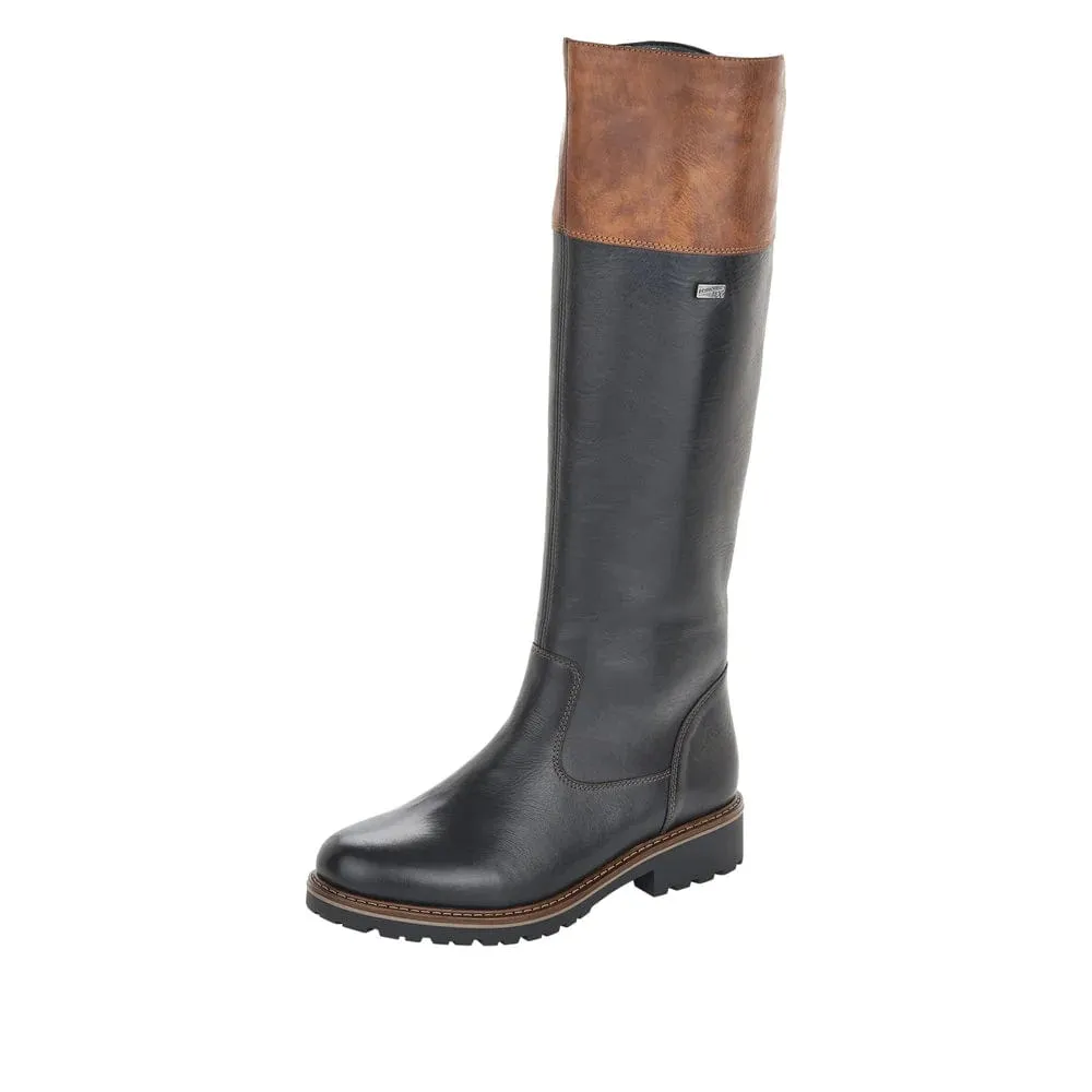 Remonte Women's Tall Dual Color Boots - Black/ Brown