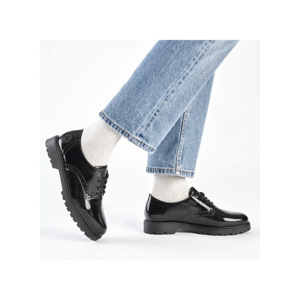 Rieker Ladies Crinkle Patent Lace Up Shoe
