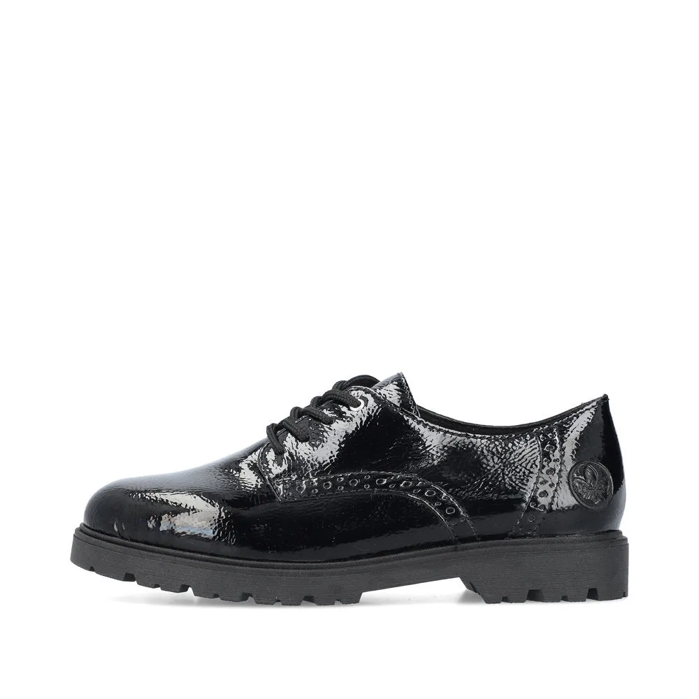 Rieker Ladies Crinkle Patent Lace Up Shoe