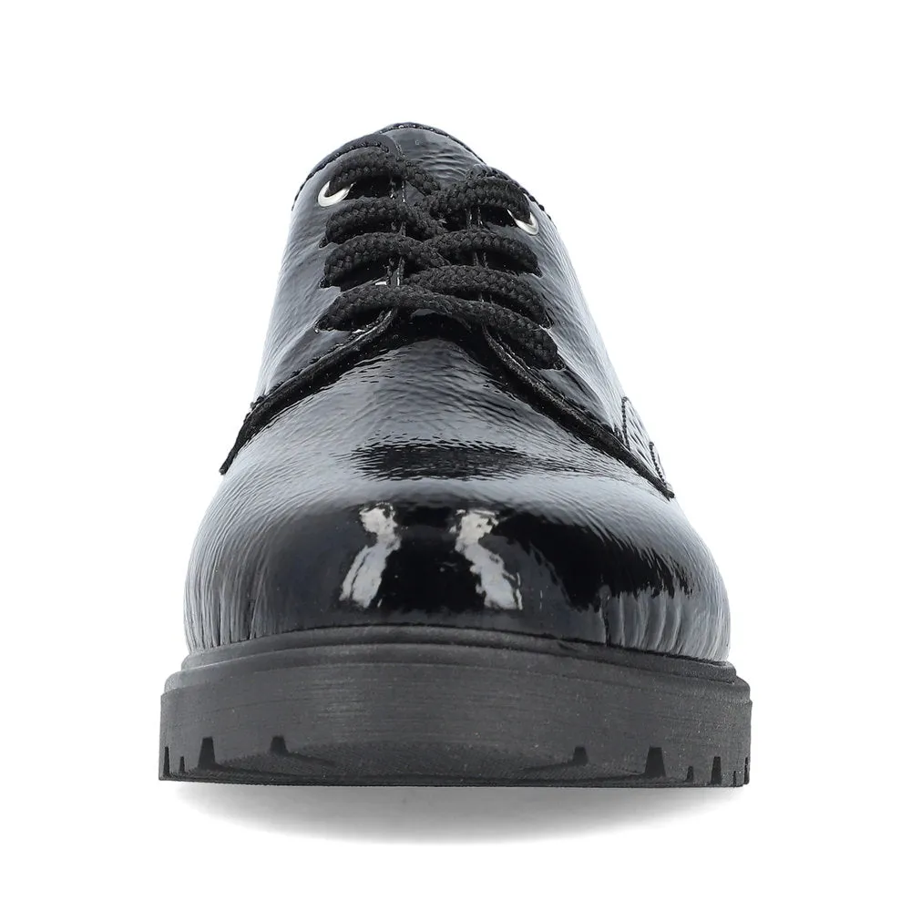 Rieker Ladies Crinkle Patent Lace Up Shoe