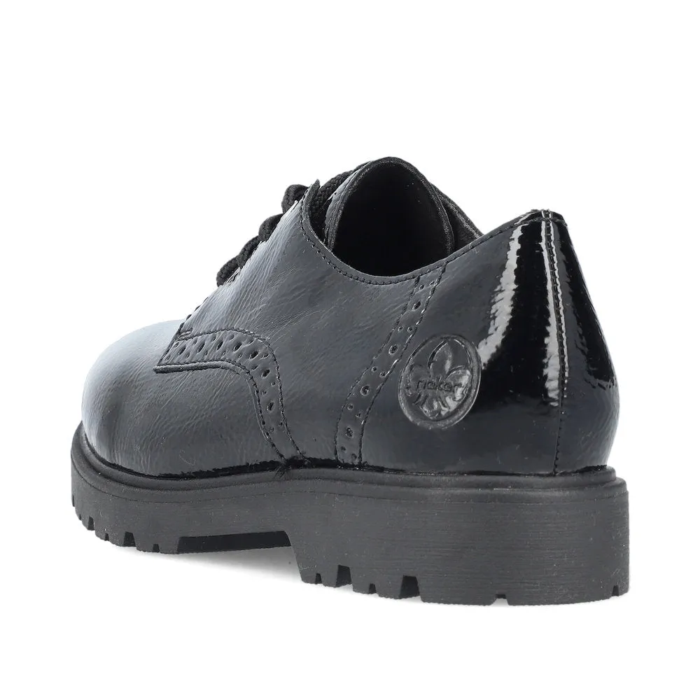Rieker Ladies Crinkle Patent Lace Up Shoe