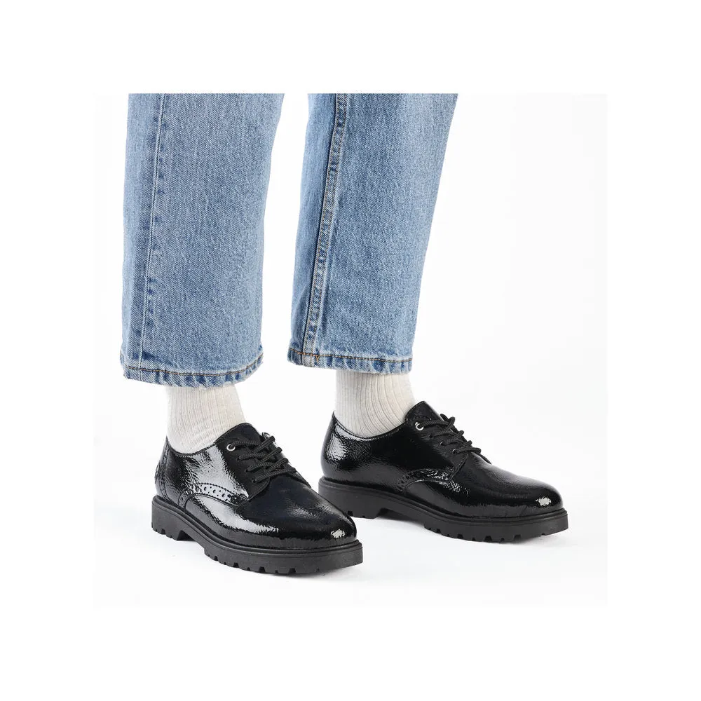 Rieker Ladies Crinkle Patent Lace Up Shoe