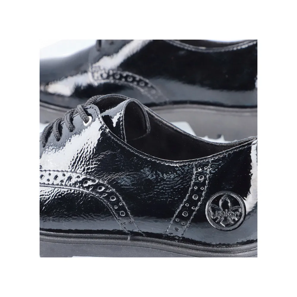 Rieker Ladies Crinkle Patent Lace Up Shoe
