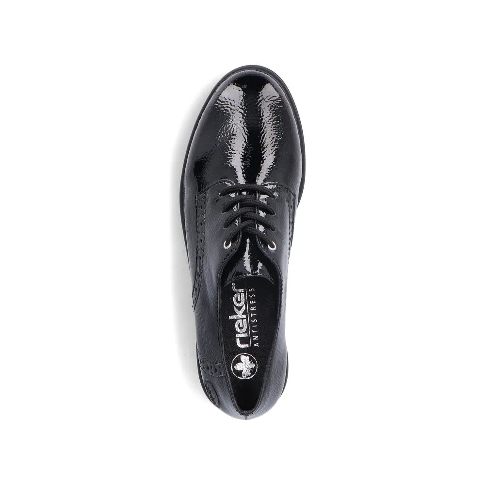 Rieker Ladies Crinkle Patent Lace Up Shoe