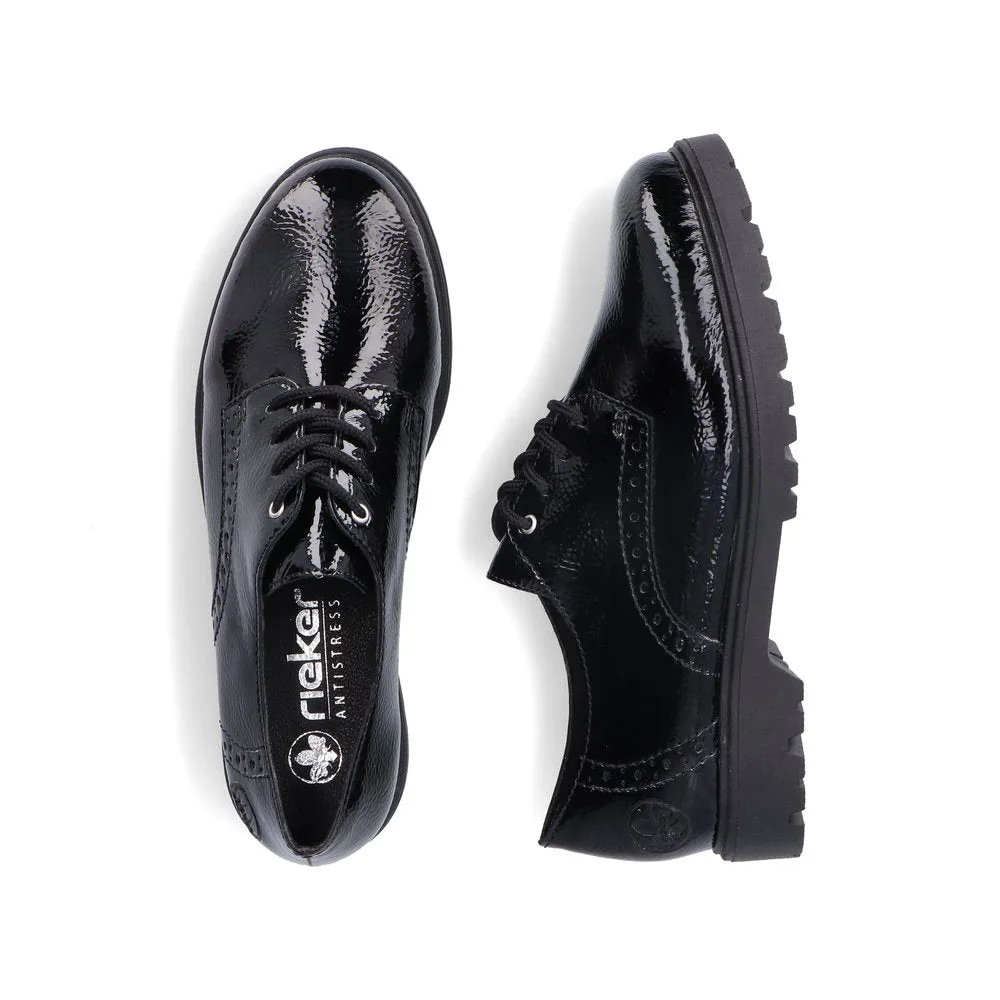 Rieker Ladies Crinkle Patent Lace Up Shoe