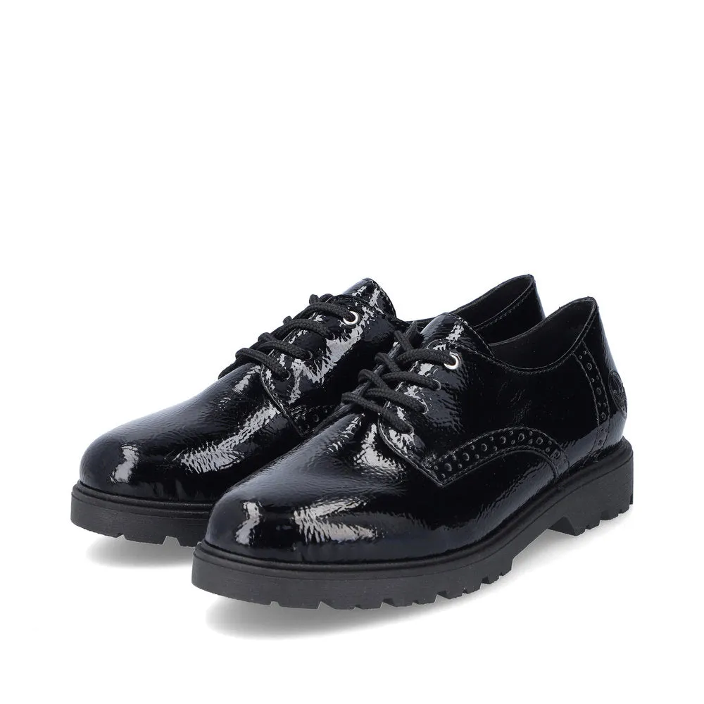Rieker Ladies Crinkle Patent Lace Up Shoe