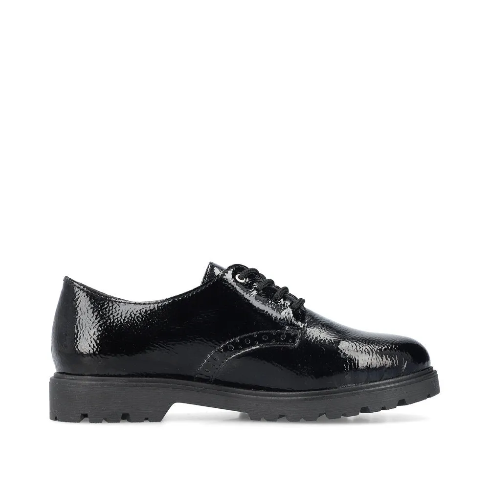 Rieker Ladies Crinkle Patent Lace Up Shoe