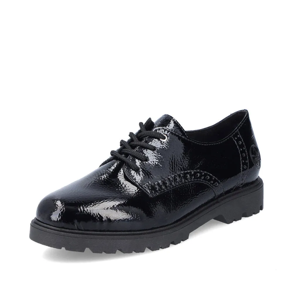 Rieker Ladies Crinkle Patent Lace Up Shoe