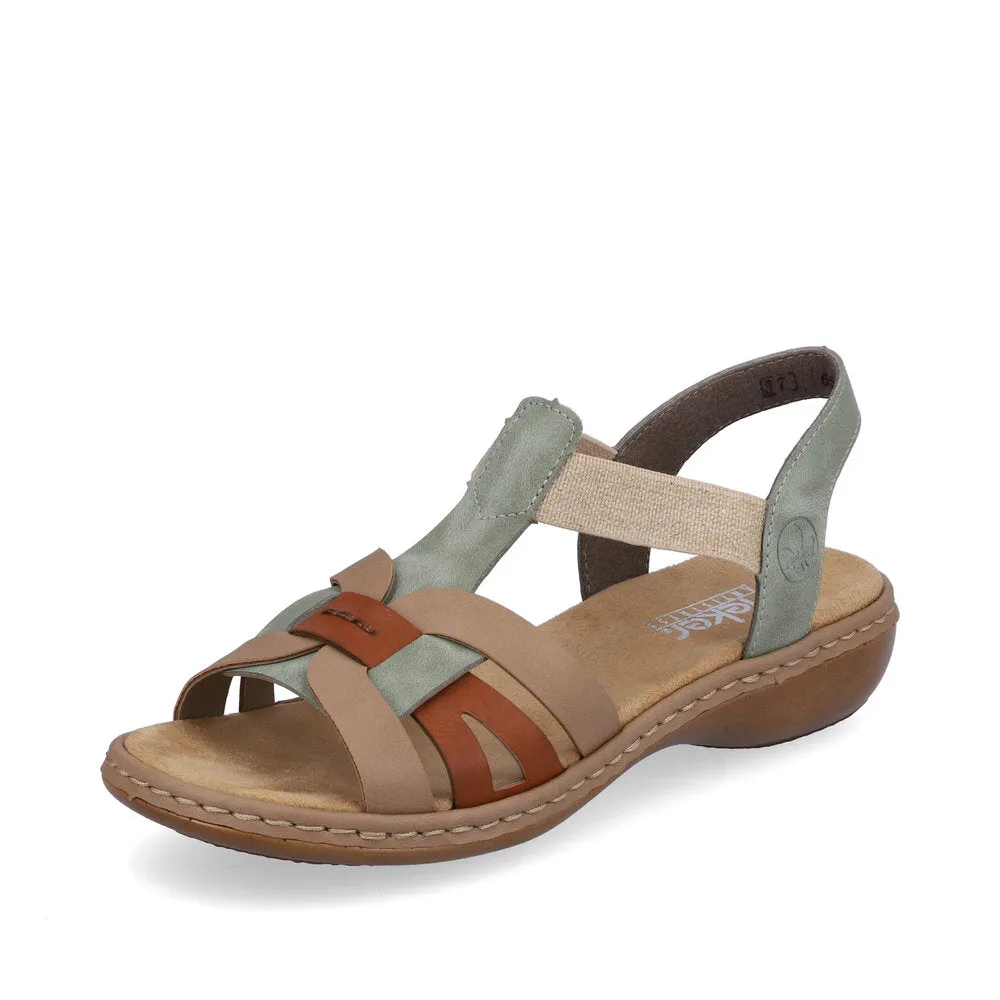 Rieker Ladies Elastic Side Strap Flat Sandal