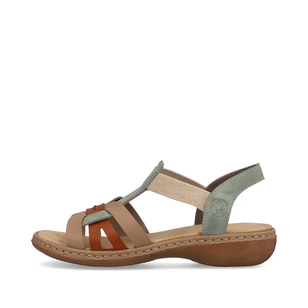 Rieker Ladies Elastic Side Strap Flat Sandal
