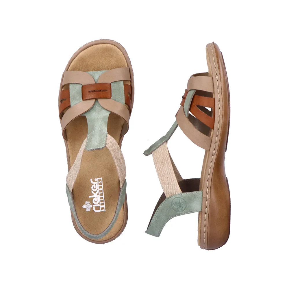 Rieker Ladies Elastic Side Strap Flat Sandal