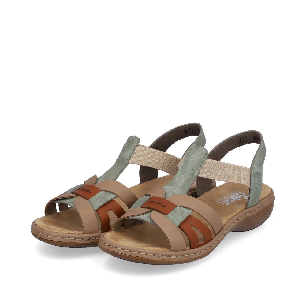 Rieker Ladies Elastic Side Strap Flat Sandal