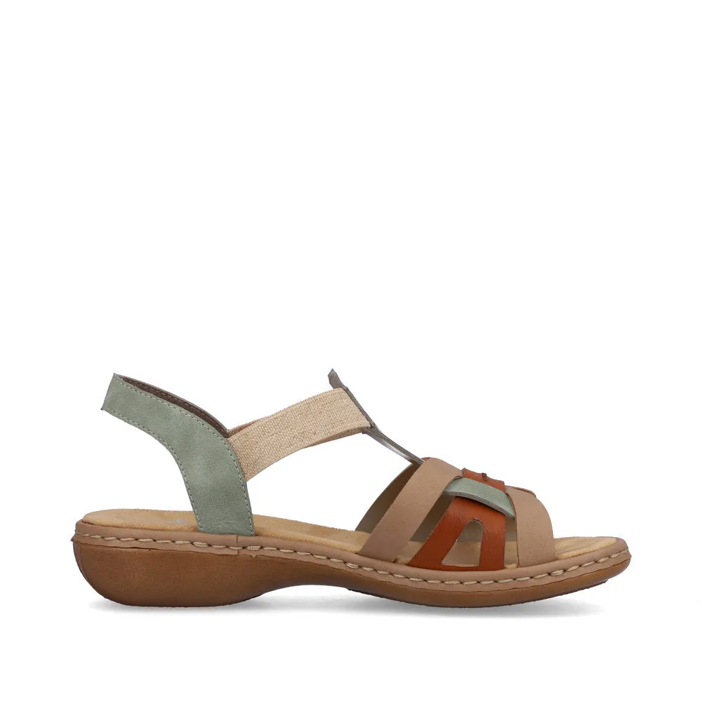 Rieker Ladies Elastic Side Strap Flat Sandal