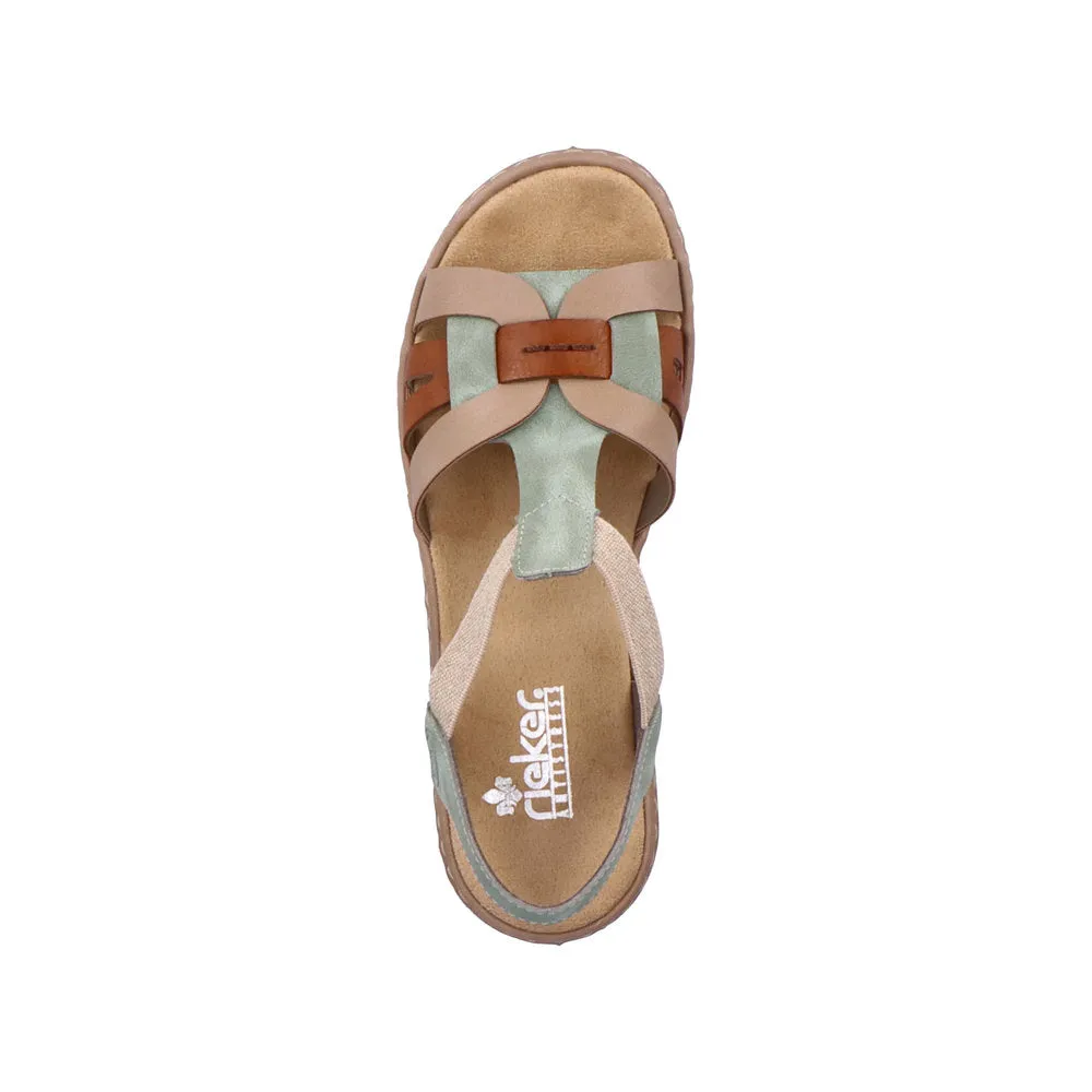 Rieker Ladies Elastic Side Strap Flat Sandal