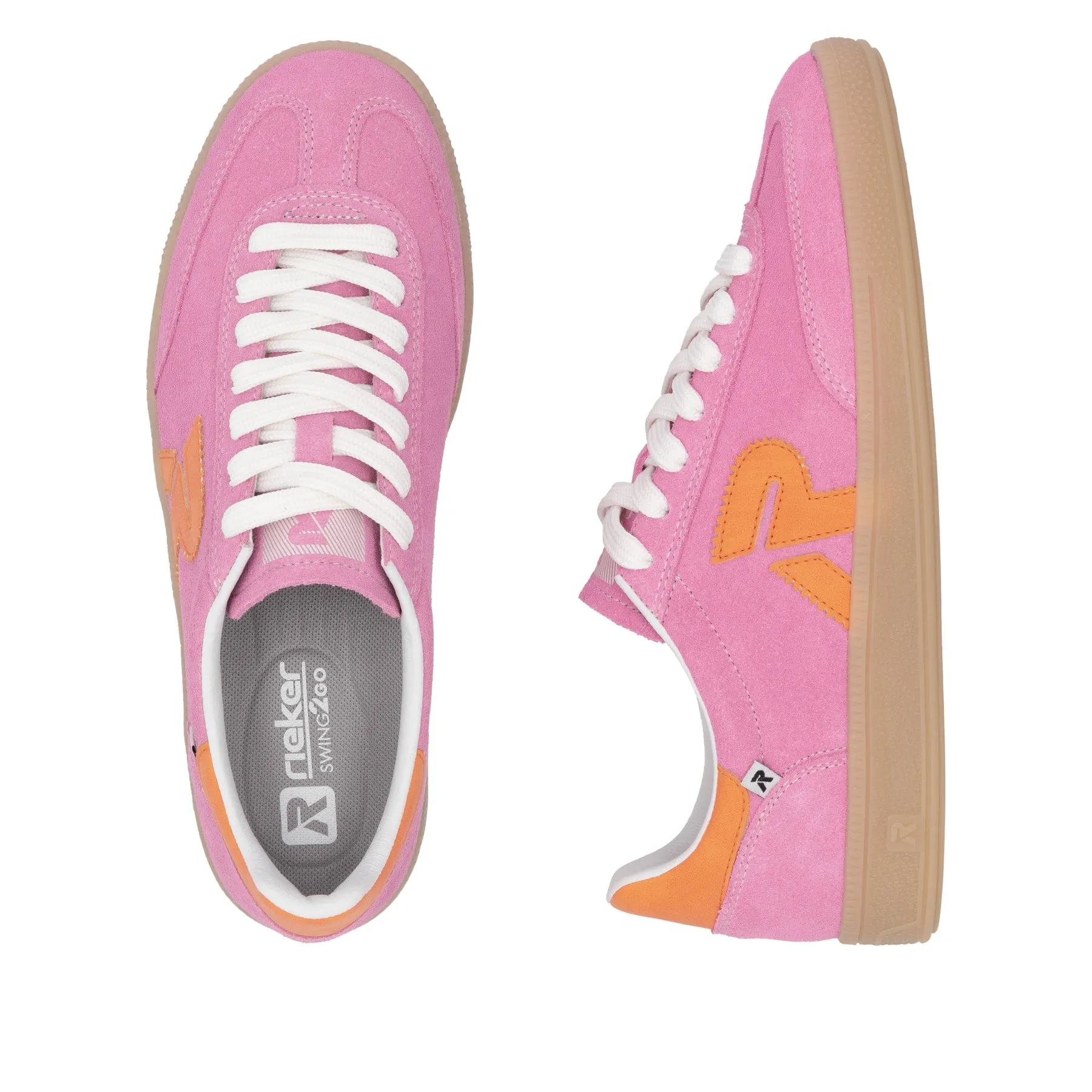 Rieker Womens Fashion Suede Trainers - Pink