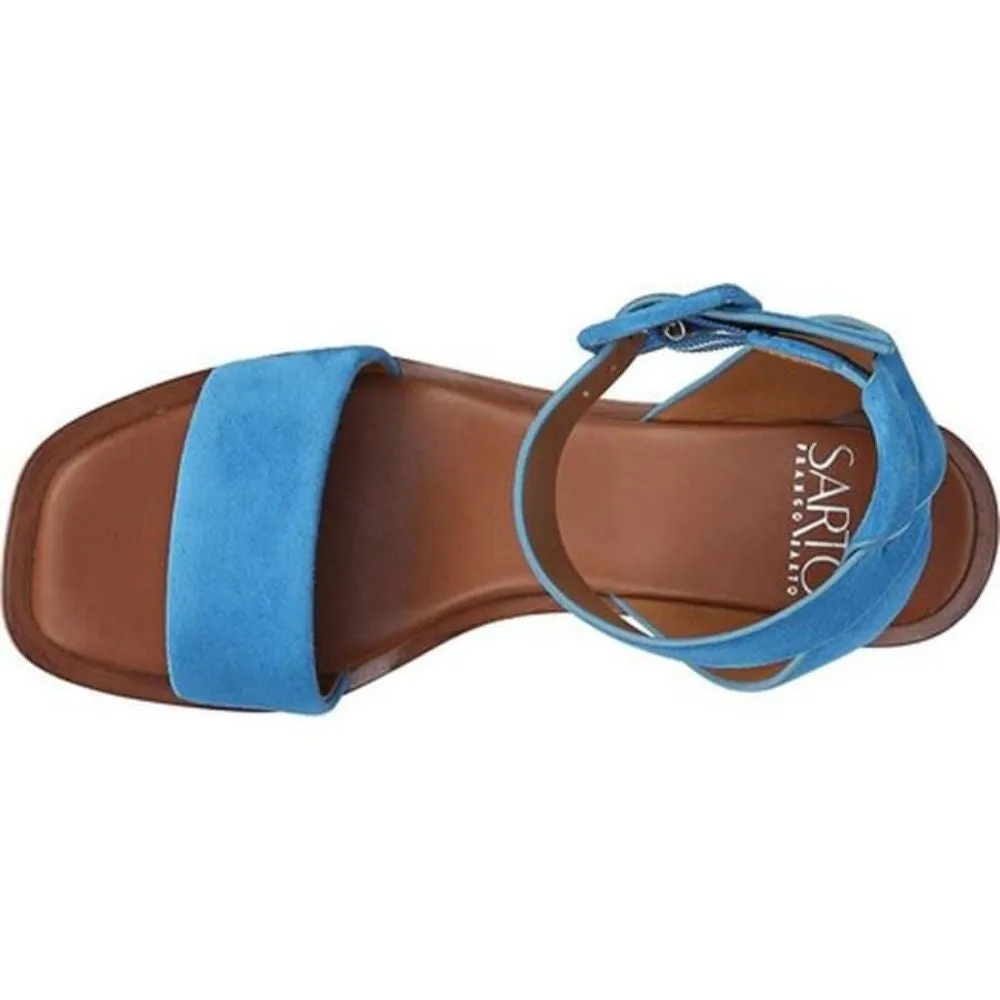 Risa Blue Suede Franco Sarto Ankle Strap Sandal