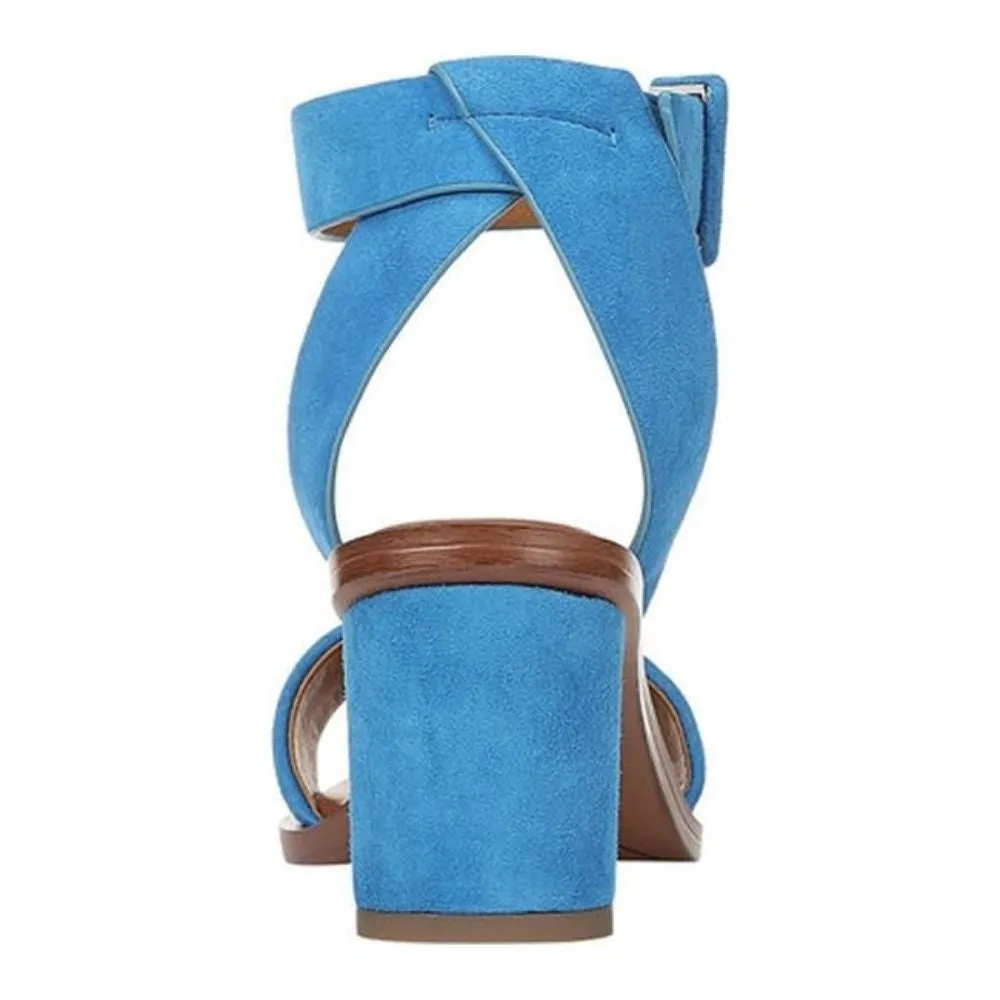 Risa Blue Suede Franco Sarto Ankle Strap Sandal