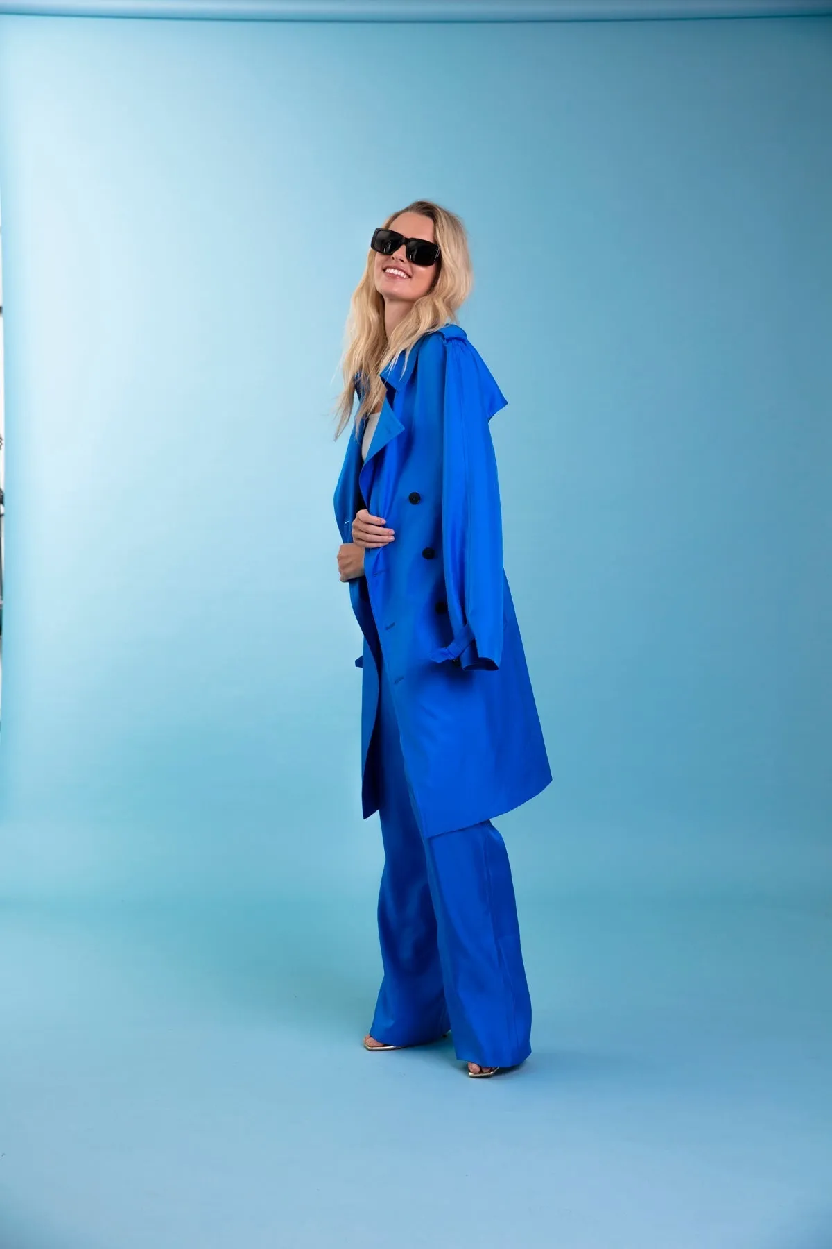 Salinas Silk Trouser Electric Blue Woman