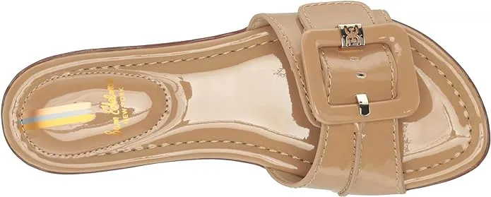 Sam Edelman Gaige Almond Open Squared Toe Buckle Detailed Slip On Flat Sandals