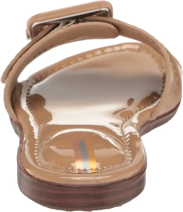 Sam Edelman Gaige Almond Open Squared Toe Buckle Detailed Slip On Flat Sandals