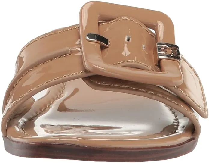 Sam Edelman Gaige Almond Open Squared Toe Buckle Detailed Slip On Flat Sandals