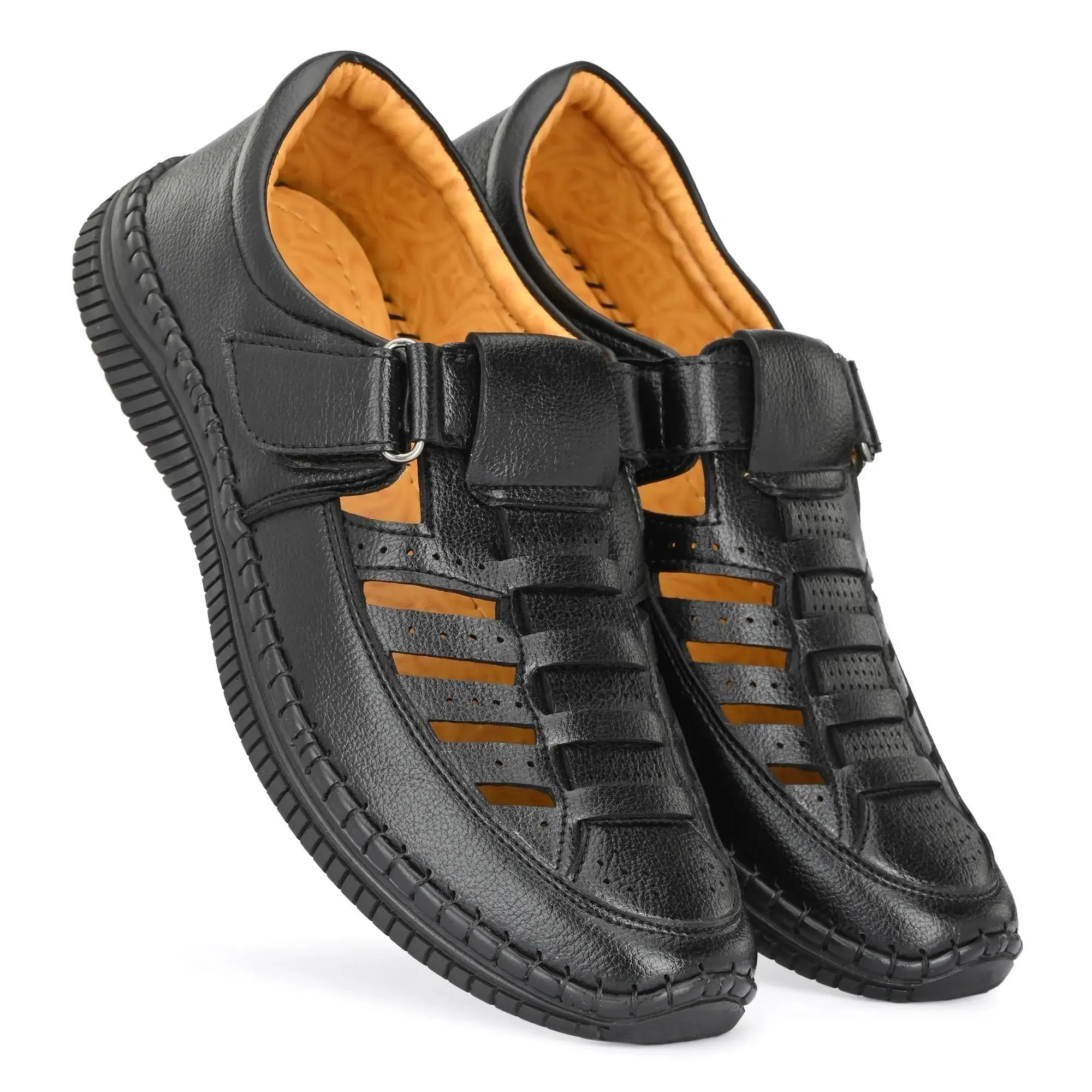 Sandals for Men | Synthetic Leather Black Sandal