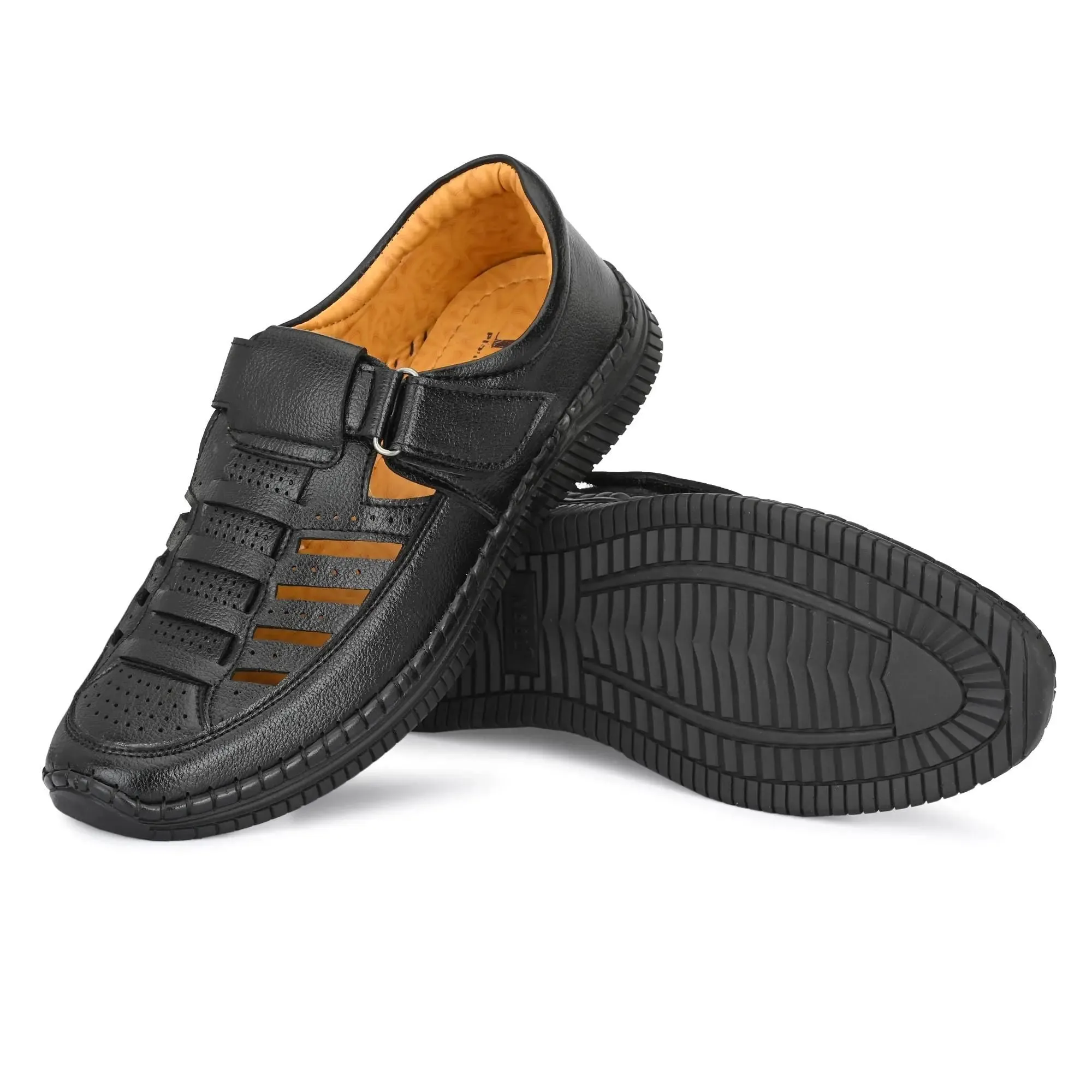 Sandals for Men | Synthetic Leather Black Sandal