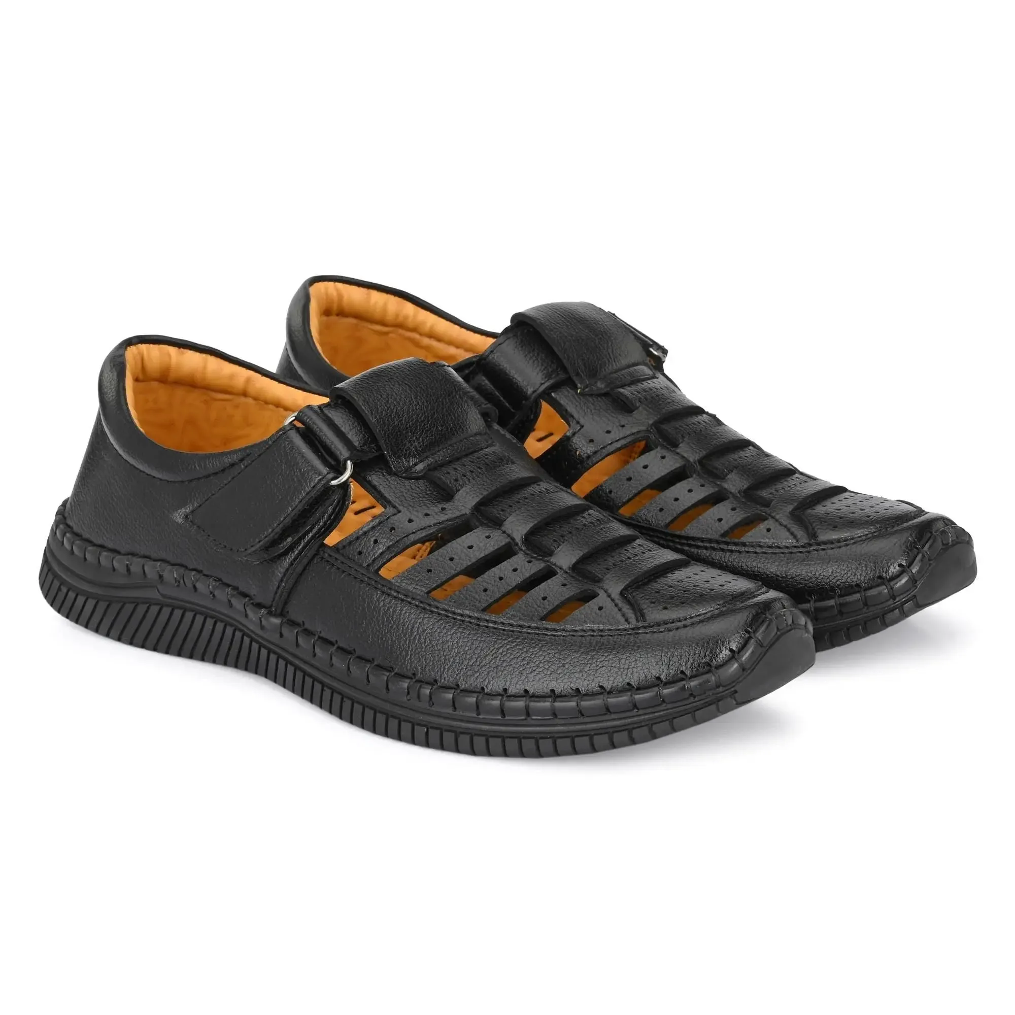 Sandals for Men | Synthetic Leather Black Sandal