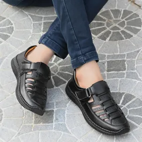 Sandals for Men | Synthetic Leather Black Sandal
