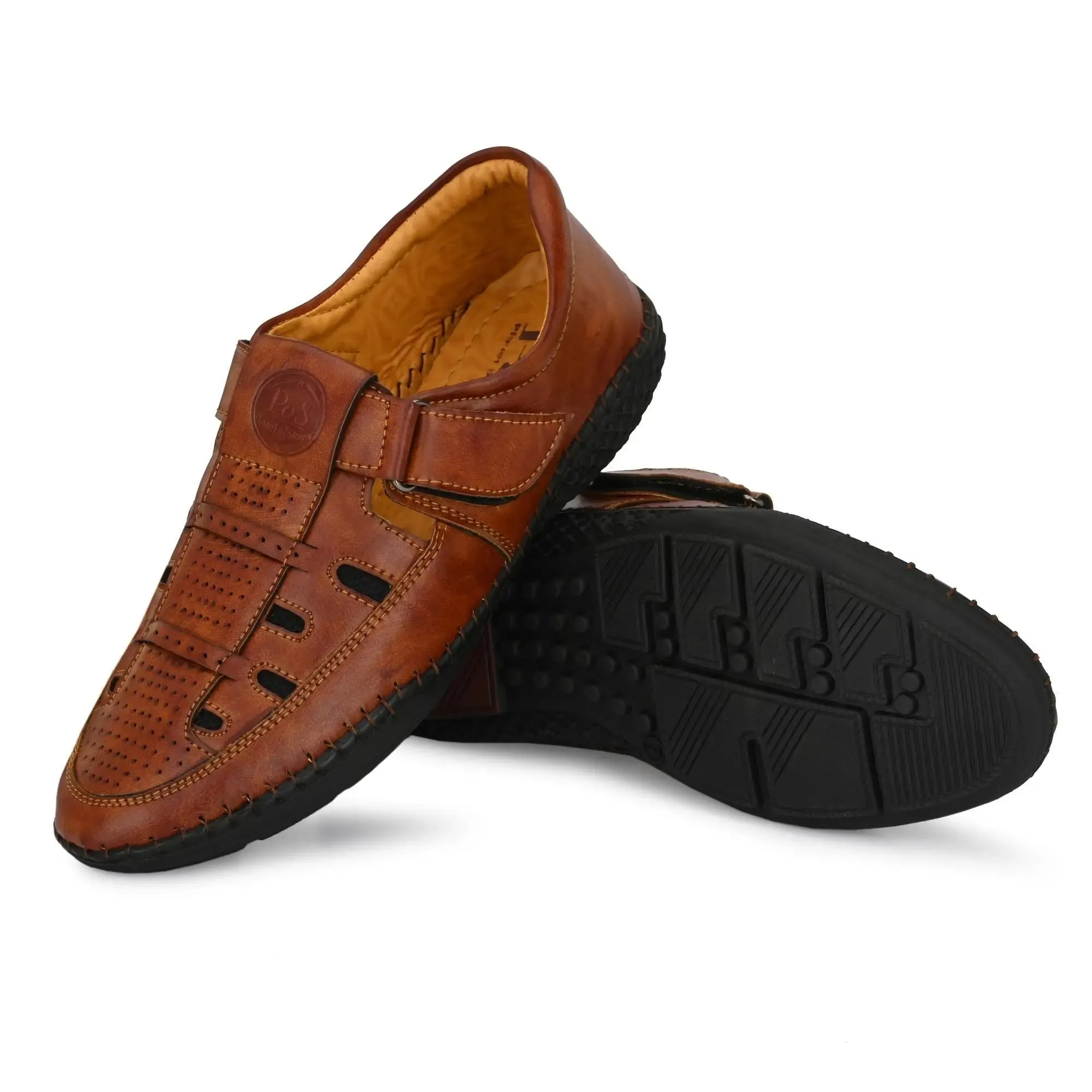 Sandals - Men's Synthetic Leather Tan Sandal