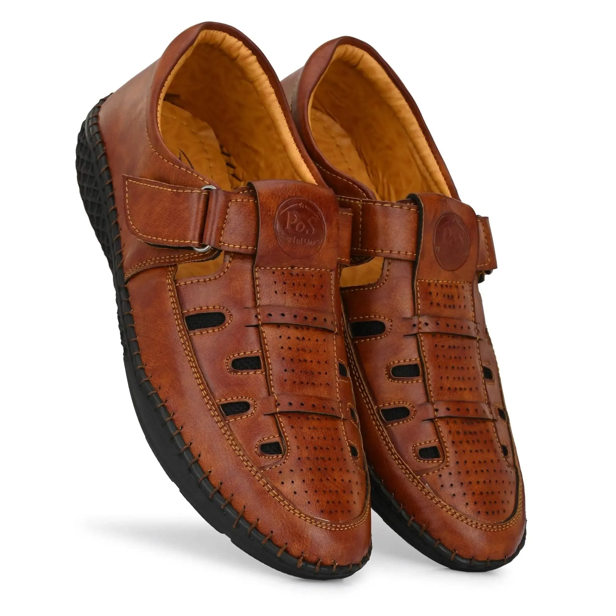 Sandals - Men's Synthetic Leather Tan Sandal