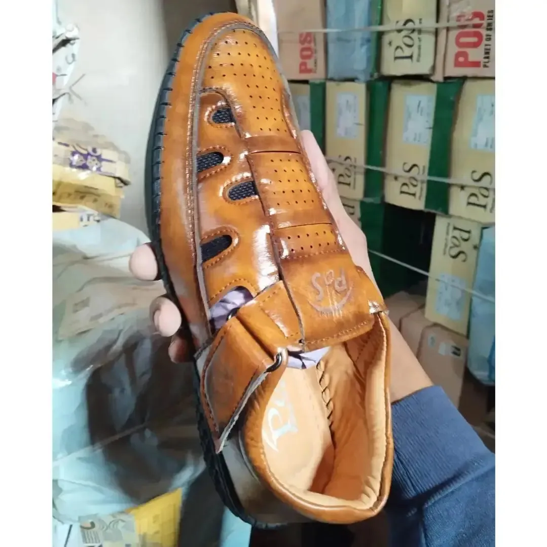 Sandals - Men's Synthetic Leather Tan Sandal