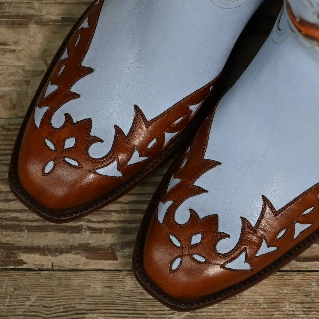 Stallion Ladies Vintage Western Powder Blue Peewee W/Wingtip