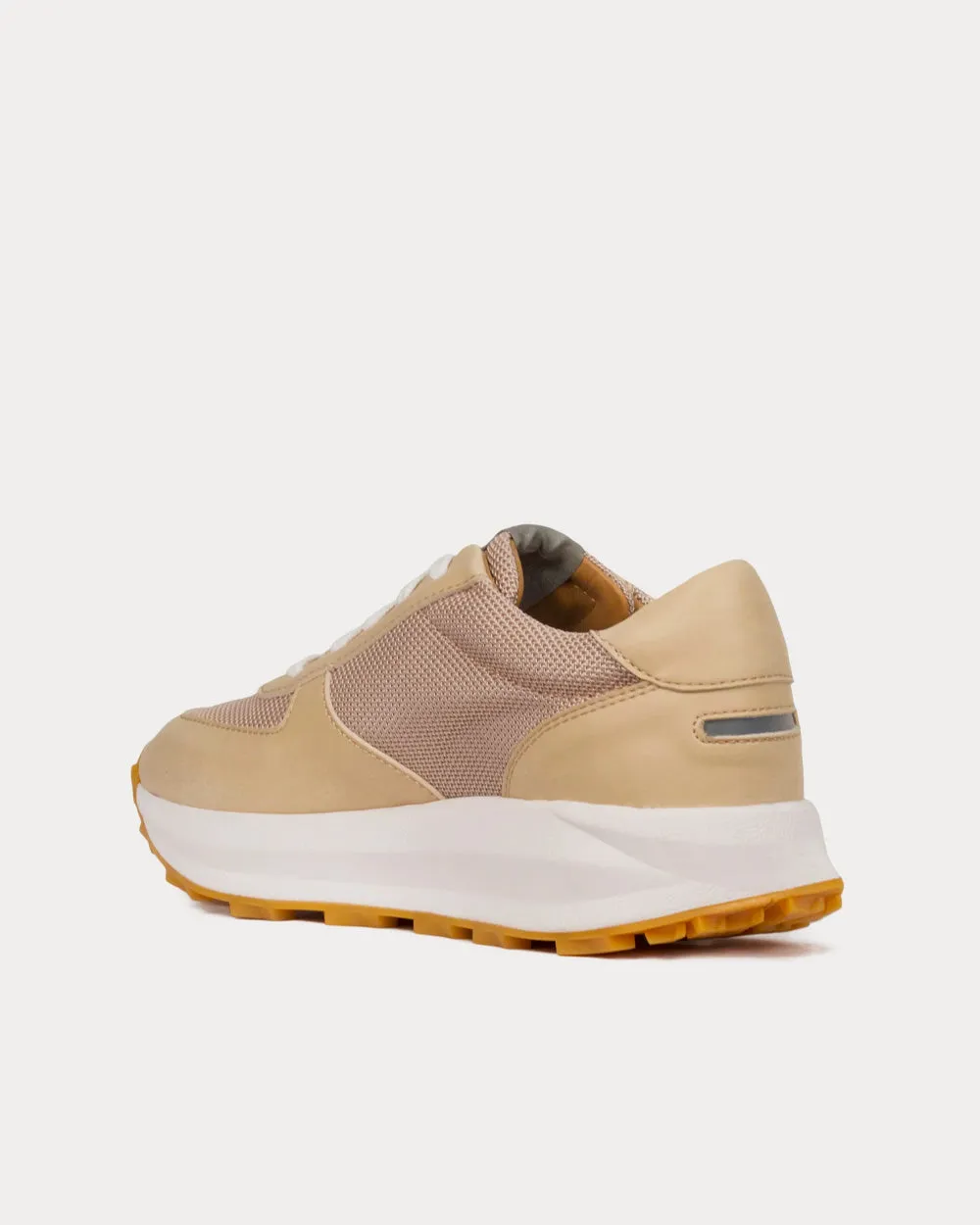 Trinity Tech Vegan Leather Mesh Sand / White Low Top Sneakers