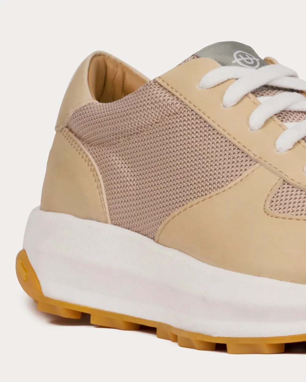 Trinity Tech Vegan Leather Mesh Sand / White Low Top Sneakers