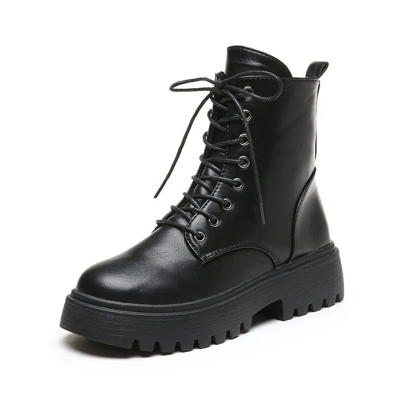 Woman Ankle Boots Flat Heel Shoes Women Lace Up Winter Autumn Shoes