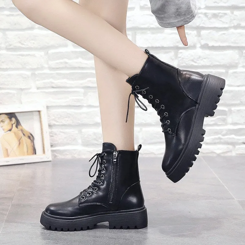 Woman Ankle Boots Flat Heel Shoes Women Lace Up Winter Autumn Shoes